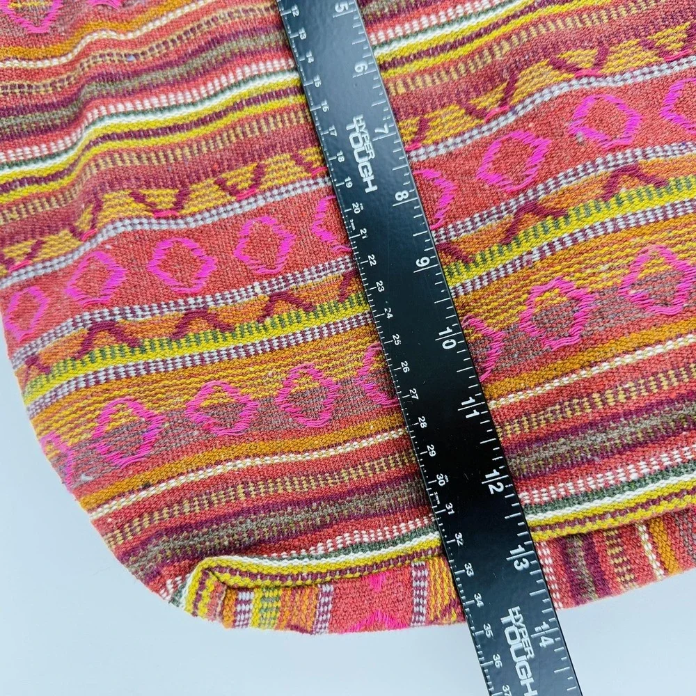 Boho Woven Crossbody Hobo Shoulder Bag Striped Multicolor Zip Pockets Hippie